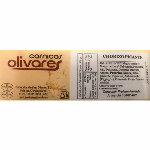 Chorizo Oreado Picante 1 Kg. aprox. de Úbeda Tapeo Andaluz - Imagen 2