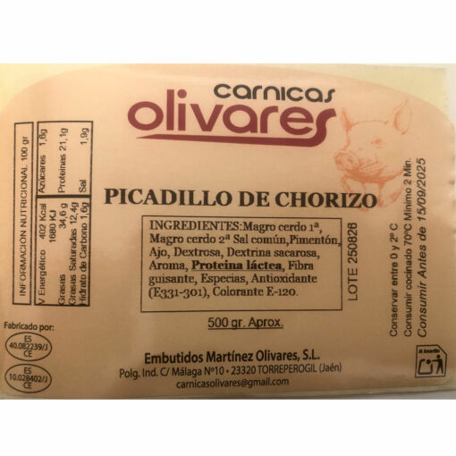 Picadillo de Chorizo tarrina 500 grs. - Imagen 2